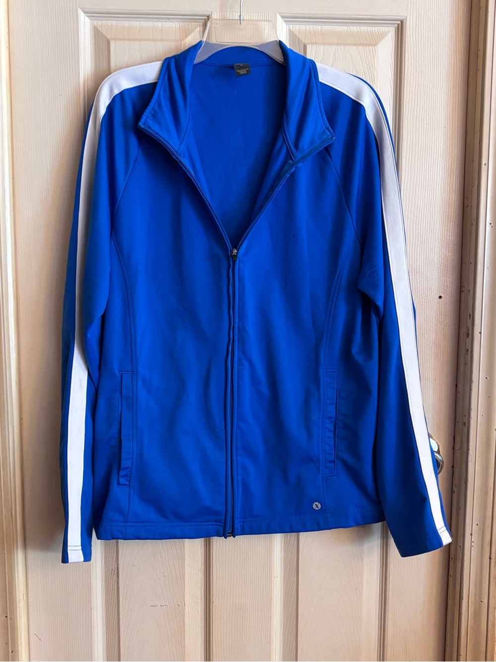 Xersion Royal Blue Full-Zip Performance Jacket with White Stripes